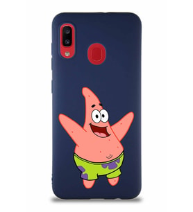 Samsung Galaxy A20 Soft Premier Kapak Patrick Yıldız Tasarımlı Silikon Kılıf - Lacivert (Şeffaf)