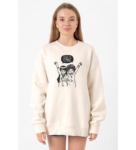 Future is Female Ekru Kadın 2ip Sweatshirt