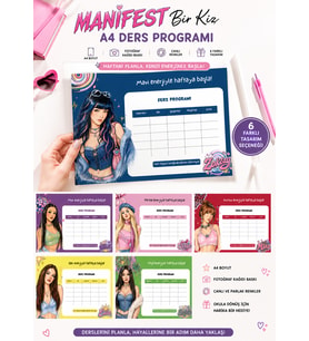 Manifest Temalı A4 Ders Programı – 6 Farklı Üye Tasarımlı Fotoğraf Kağıdı Baskı Haftalık Öğrenci Planlayıcısı
