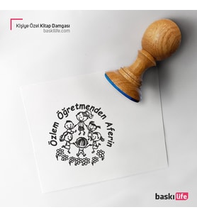 Öğretmen Kişiye Özel Kitap Damgası Kitap Mührü Kaşe Kitap Mühür Özel Damga 472