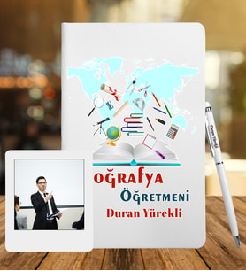Coğrafya Öğretmenlerine Özel Defter Kalem & Fotoğraflı İnstagram Çerçeve Hediye Seti