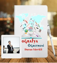 Coğrafya Öğretmenlerine Özel Defter Kalem & Fotoğraflı İnstagram Çerçeve Hediye Seti
