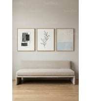 Soft Minimal Abstract Nature 3’lü Ahşap Çerçeveli Tablo Seti