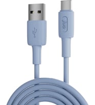 66W USB-A to USB Type-C Silikon Hızlı Şarj ve Data Kablosu Mavi 1 Metre