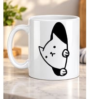 Sevimli Kedi Çizgi Desenli Kedi Severlere Hediye Porselen Kupa Bardak