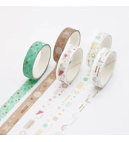 Vintage Washi Tape Bant Baskılı Yapışkanlı Maskeleme Kağıdı Sevimli Desenli bant 5 li - Geometri