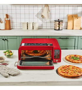 Karaca Multicrust Artisan Retro Pizza Makinesi ve Airfryer Metallic Red