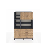 Hyperion Gardrop 9 Raflı 5 Çekmeceli 3 Kapaklı 132x44x195 Antrasit-Çam