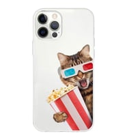 PrintiFy Apple  iPhone 12 Pro Max ile Uyumlu 1mm Slim Fit Kedi 1 050b Baskılı Şeffaf  Kılıf