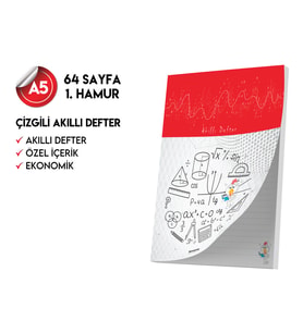 Çizgili Not Defteri 64 Sayfa Akıllı Defter Tekli A5 Tam Beyaz Tekli