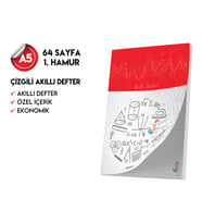 Çizgili Not Defteri 64 Sayfa Akıllı Defter Tekli A5 Tam Beyaz Tekli