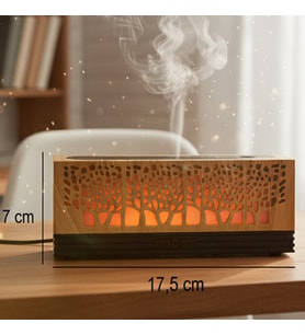 Ağaç Desenli Işıklı Mini Masaüstü Aroma Difüzör – USB ile Çalışan Buhar Nemlendirici ve Gece Lambası (Karışık)