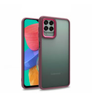 Samsung Galaxy M33 Kılıf Case, Kamera Lens Korumalı Elektroplatin Kaplama Sert PC Koruyucu Colourful Platinum Serisi (Kırmızı)