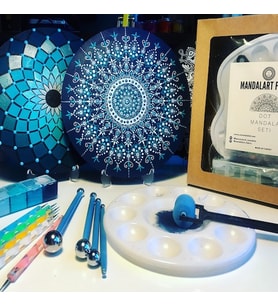 Dot Mandala Başlangıç Eğitim Seti (25 Parça), Boyalar ve Eğitim Kılavuzu ile Birlikte (Renksiz)