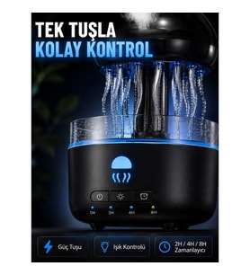 Mey İthalat® USB Çalışan Denizanası Hava Nemlendirici 7 Renk RGB Aydınlatmalı Sessiz Buhar Makinesi