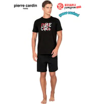 Pierre Cardin Paris Premium Erkek %100 Pamuk Baskılı Yazlık Rahat Kesim Şortlu Pijama Takımı