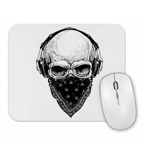 Skull Branca Feminina e Masculina Mouse Pad