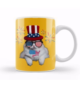 CAT 4th Of july Gift İndependence Day Kupa Bardak Porselen