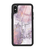 iPhone Xs Max Uyumlu Fuşya Mermer Tasarımlı Glossy Telefon Kılıfı