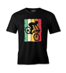 Riding Bicycle Colorful Background Siyah Erkek Tshirt