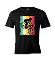 Riding Bicycle Colorful Background Siyah Erkek Tshirt