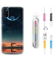 Samsung M21 M22 M23 M30 M31S M32 Kılıf Kablo Koruma Spiral Silikon Ay ve Kız 1720