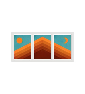 3 Parça Modern Boho Manzara Ahşap Tablo Seti - 3mm MDF UV Baskı - 15x20 cm