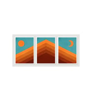 3 Parça Modern Boho Manzara Ahşap Tablo Seti - 3mm MDF UV Baskı - 15x20 cm