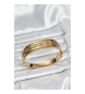 Mey İthalat® 316L Çelik Gold Renk Vintage Model Kadın Kelepçe Bileklik