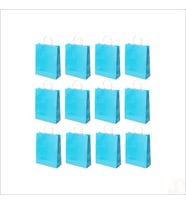 Büküm Saplı Kraft Çanta 22 x 16 x 8 cm, Mavi - 12 Adet (STD)