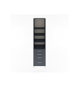Hyperion Dolap 4 Raflı 4 Çekmeceli 60x44x243 Antrasit-Antrasit