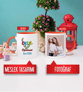 Okul Öncesi Öğretmeni Kupa Bardak Turuncu Fotoğraflı