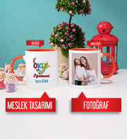 Okul Öncesi Öğretmeni Kupa Bardak Turuncu Fotoğraflı