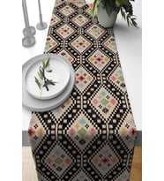 Çok Renkli Etnik Desenli Premium Masa Örtüsü Runner RNR071