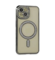 İphone 14 Kılıf Joke Simli Magneticsafe Kılıf - Gri