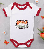 BK Kids Good Vibes Tasarımlı Kırmızı Bebek Body Zıbın-1