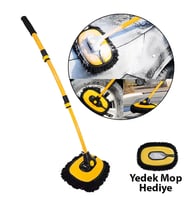 EZERE LS-426 Teleskopik Araç Temizleme Fırçası Oto Yıkama Paspası (Siyah-Sarı)