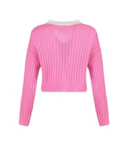 Kadın Modern Tarz Regular Bebe Yaka Crop Triko Hırka (Pembe)