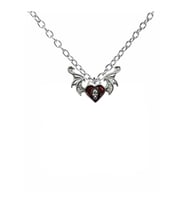 Kırmızı Yarasa Kanatlı Skull Heart Unisex Gotik Kolye – Aşkın Karanlık Yüzü (Gümüş)