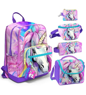 Coral High Beşli İlkokul/Ortaokul Çanta Seti - Unicorn - Kız Çocuk (Çok Renkli)