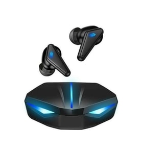 Tüm Akıllı Telefonlarla Uyumlu Işıklı Kulakiçi Kablosuz Bluetooth Kulaklık Oyuncu Kulaklığı Çift Mikrofonlu (Siyah)