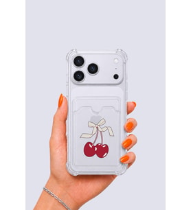 iPhone 17 Pro Max Kartlıklı Kiraz Desenli Kılıf - HUOBPS5925-8973