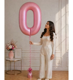 0 Rakamlı Pembe 76 cm Helyum Balon