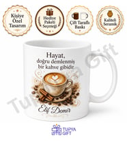 Cappuccino Temalı Kahve Sever Baskılı Kupa Bardak Kahve Hediye