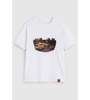 Kadın Bisiklet Yaka %100 Pamuk Blok Baskılı Kısa Kollu T-Shirt