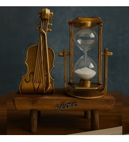 Keman Tasarımlı Dekoratif Kum Saati – Şık Biblo ve Ofis Hediyelik 18x15 cm (Karışık)