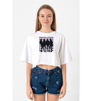 Blackpink Revolution Beyaz Kadın Crop Tshirt