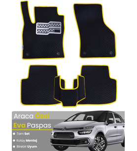 CİTROEN C4 PİCASSO (2013-2022) Uyumlu EVA Paspas Tam Set–Araca Özel,Su Geçirmez,Kolay Montaj