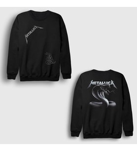 Presmono Unisex Siyah Snake The Black Album Metallica Sırt Baskılı Sweatshirt 517878tt