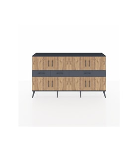 Arges Konsol 5 Raflı 3 Çekmeceli 8 Kapaklı 176x30x99 Antrasit-Çam/Antrasit
